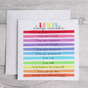 Bonne chance pour les examens | Carte porte-bonheur personnalisée | GCSE, Baccalauréat, Université | Carte porte-bonheur pour examen