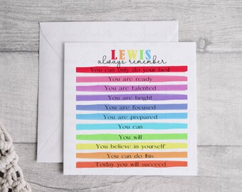 Bonne chance pour les examens | Carte porte-bonheur personnalisée | GCSE, Baccalauréat, Université | Carte porte-bonheur pour examen