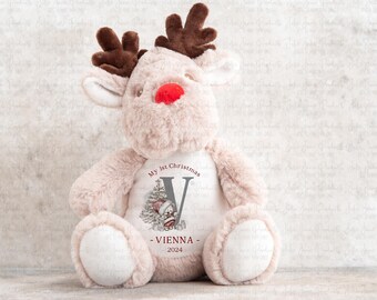 Personalised Christmas teddy | Baby's 1st Christmas gift | First xmas keepsake | Reindeer soft toy