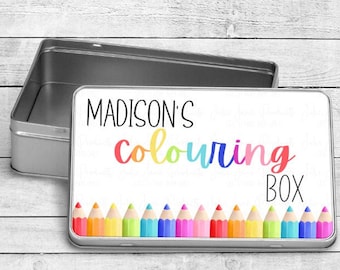 Colouring Box | Personalised Tin | Gift | Christmas Gifts | For Kids | Art Case