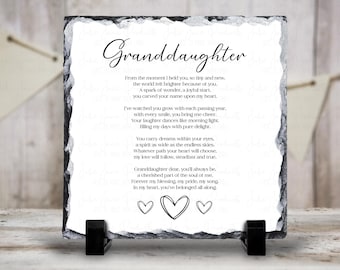 Birthday gift for Granddaughter | Granddaughter poem | Sentimental Granddaughter gift | Slate