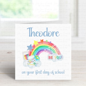 Carte premier jour d'école | Carte porte-bonheur personnalisée | Carte scolaire pour garçons | Carte scolaire pour filles