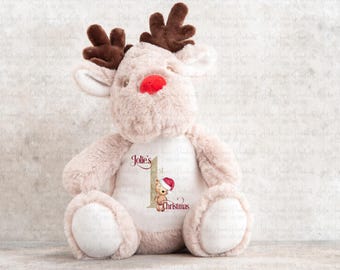 Personalised Christmas teddy | Baby's 1st Christmas gift | First xmas keepsake | Reindeer soft toy