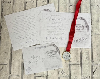Personalised Santa letter | Vintage Santa letter | Nice list certificate | Nice list medal | Wax sealed | Stocking filler | Christmas Eve