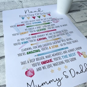 Cadeau pour la rentrée des classes | Cadeau scolaire personnalisé | Carte scolaire de départ | Cadeau pour fils, fille | Cadeau souvenir