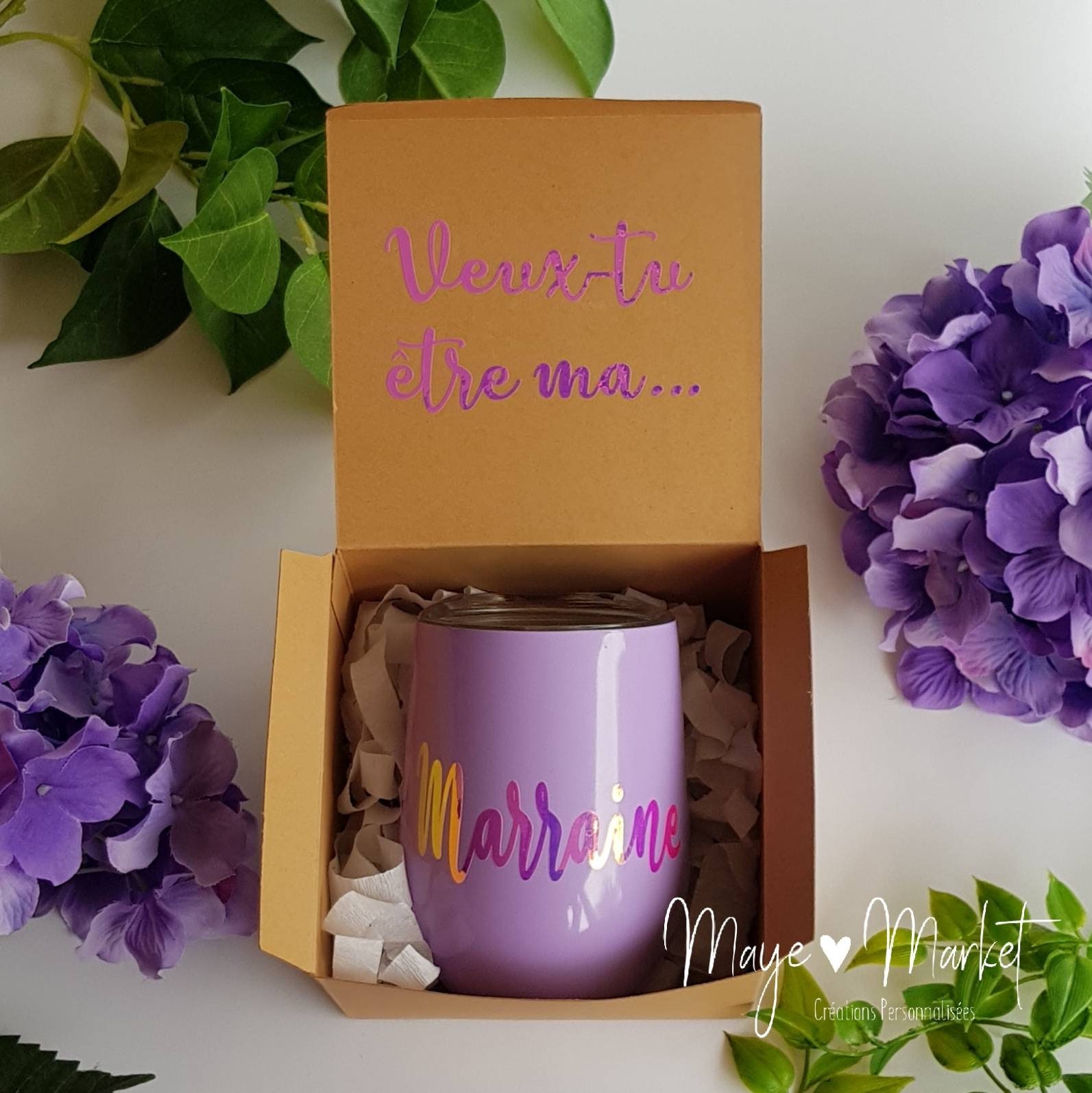 Demande de Marraine, Demoiselle d'honneur, Témoin. Cadeau Original. Verre Tumbler Personnalisé.