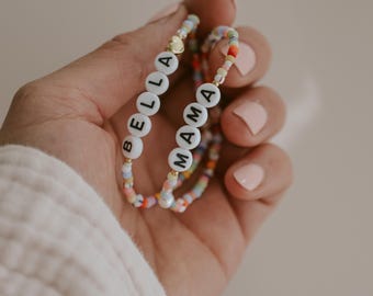 Colorful name bracelet, bracelet with name, beaded bracelet, letter bracelet, personalized bracelet