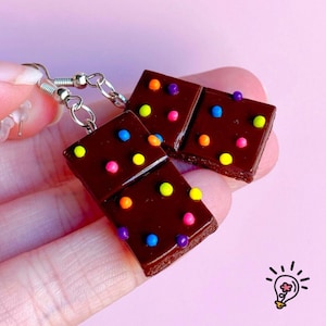 Cosmic Brownie Earrings, Handmade Little Debbie Earrings, Cute Polymer Clay Snack Cake Gift, Food Themed Jewelry, Birthday Foodie Gift