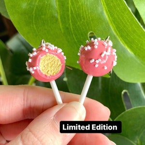 Cake Pop Earrings, Fun Food Earrings, Handmade Polymer Clay Jewelry, Gift for Baker