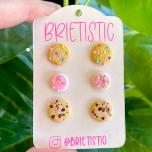 Cookie Stud Earrings/ Fun Food Jewelry/ Handmade Cute Clay Accessories/ BFF Gift for her/ Birthday Gift for Baker