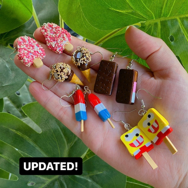 Ice Cream Truck Inspired Earrings, Cute Summer Jewelry for Women, Silly Nostalgia Gift, Sponge Earrings, Weird Earrings