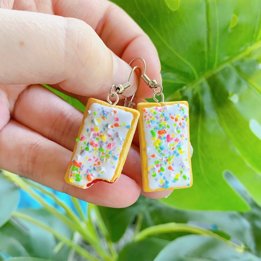 Pop Tart Breakfast Toaster Pastry Earrings, Nostalgic Food Gifts, Funky