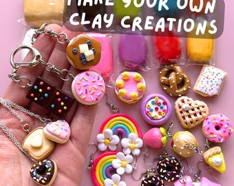 DIY Beginner Friendly Clay Craft Kits With Workshop Tutorials, Make Your Own Jewelry And Accessories, Gift Idea For Women and Teens