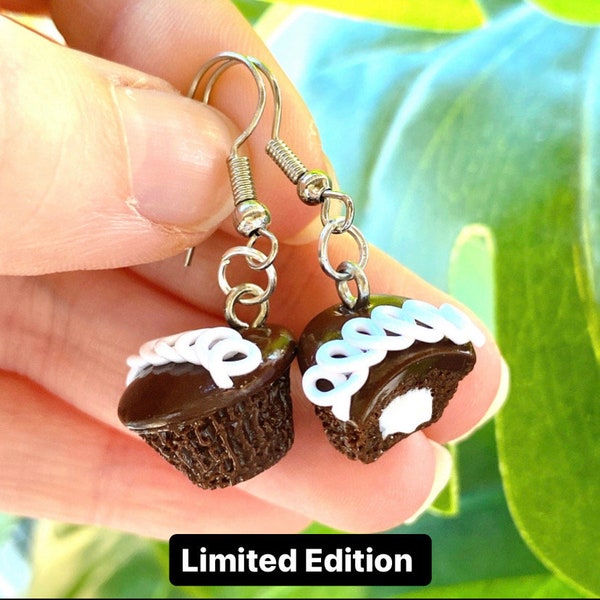 Miniature Hostess Cupcake Earrings (UPDATED), Fun Foodie Themed Stuff for Women, Handmade Birthday Gift for Her, Lightwight Quikry Jewelry