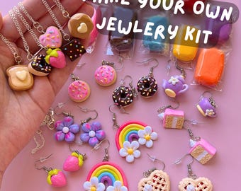 DIY Clay Jewelry Making Kit | Beginner Polymer Clay Earring & Necklace Kit | Make 8 Earrings + 6 Necklaces
