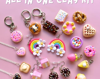 All-In-One Polymer Clay Craft Kit | DIY Jewelry, Charms, Magnets & Keychains Kit | Beginner Clay Kit