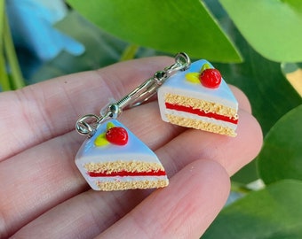 Strawberry Cake Earrings, Handmade Strawberry Themed Jewelry, Odd Earrings for Women