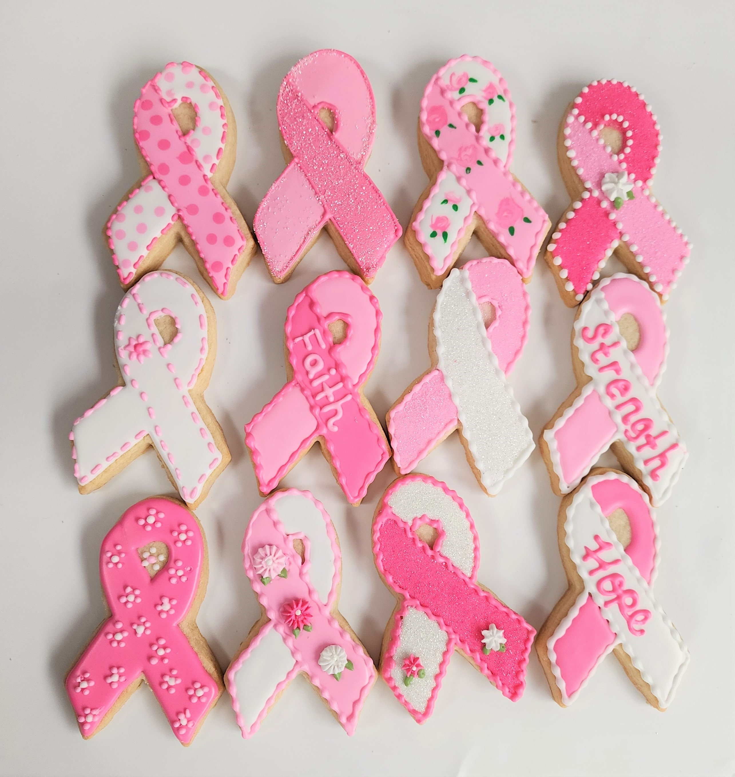 Breast Cancer Awareness October Bra Boobs Ribbon Decorated Sugar