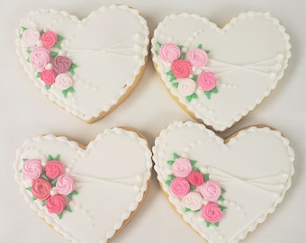 Decorated Wedding Cookies - Party Favors - Wedding Desserts - Bridal Showers - Engagement Party Desserts - Dessert Table - Mothers Day Gifts