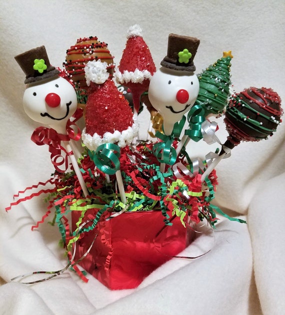 Christmas Time Cake Pops Snowmen Christmas Tree Cake Pop Etsy