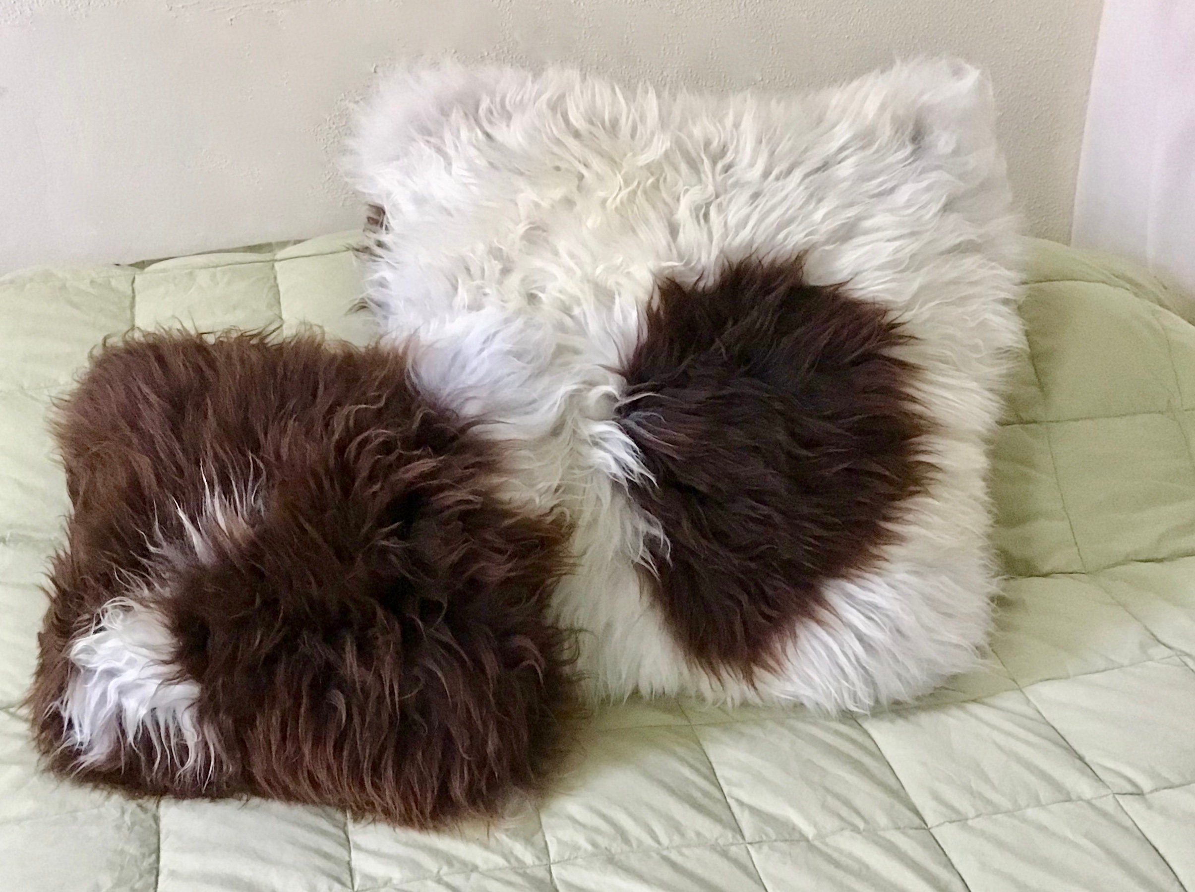 Lush THICK Jacob breed Sheepskin Pillow Cover w Velvet Back Etsy