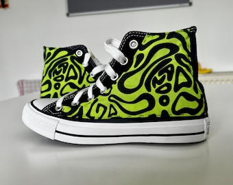 Customised High Top Shoes, Trainers, Handmade, Lando Norris 2024 Helmet Inspired, Formula 1, Quadrant