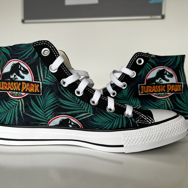 Customised High Top Shoes, Trainers, Handmade, Dinosaur Film and Iconic Characters