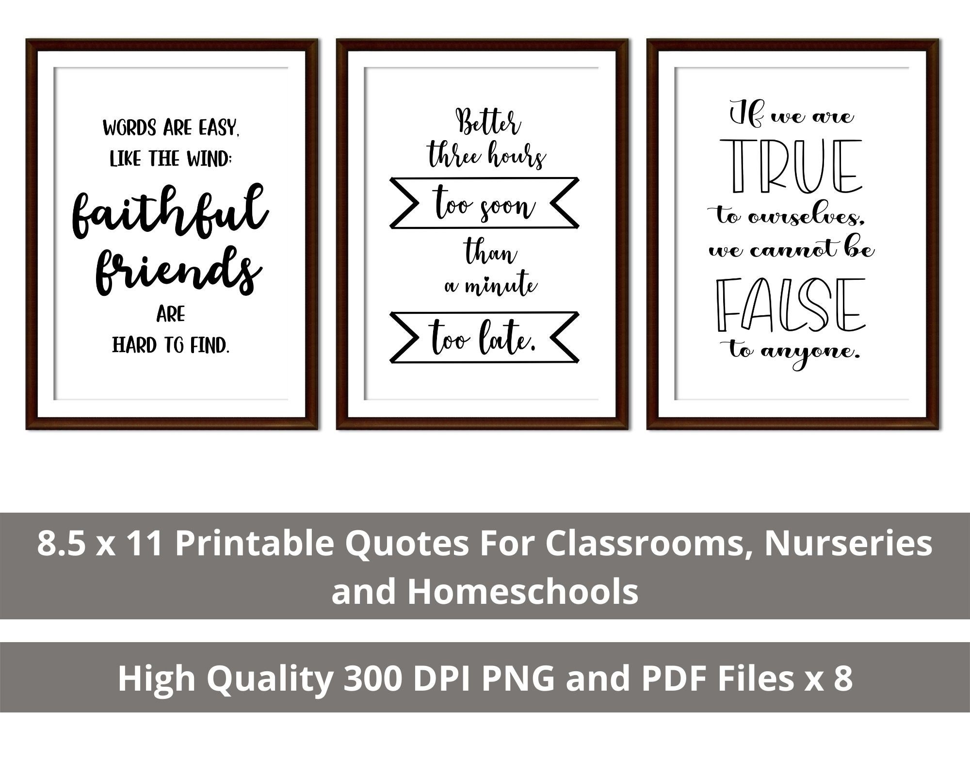 Shakespeare Quotes Printable Posters Classroom Decor Set 8 Pieces ...