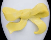 Chamart Limoges France Hand Painted Yellow Ribbon Bow Trinket Jewelry Box Egg 4 quot