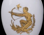 Chamart Limoges France White Porcelain Zodiac Sagittarius Egg Trinket Box