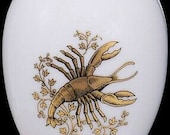 Chamart Limoges France Gold Cancer Zodiac White Porcelain Egg Trinket Box