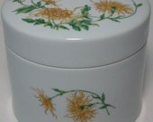 Chamart Limoges France Large White Porcelain Jar Trinket Box w Yellow Flowers