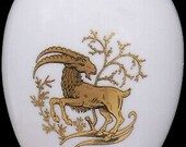 Chamart Limoges France Gold Capricorn Zodiac White Porcelain Egg Trinket Box