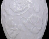 Chamart limoge france embossed floral white porcelain egg, jewelry, trinket box