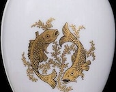 Chamart Limoges France Gold Pieces Zodiac White Porcelain Egg Trinket Box