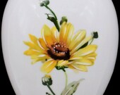 France Chamart Limoges Yellow Sunflower Floral Egg Trinket Jewelry Box
