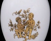 Chamart Limoges France Gold Gemini Zodiac White Porcelain Egg Trinket Box