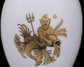 Chamart Limoges France Aquarius Zodiac White Porcelain Egg Trinket Box