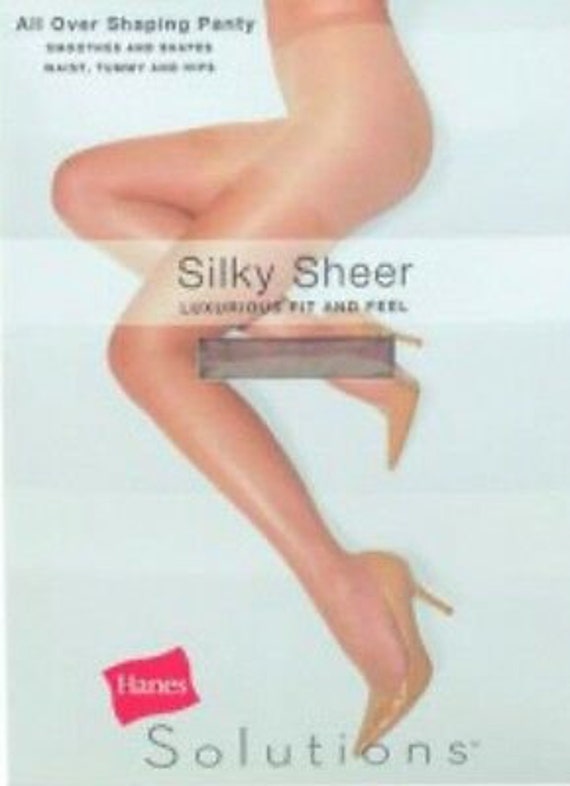 Hanes Solutions black Silky Sheer Toe Control Top Pantyhose Size A 