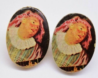 Mezzetin, Antoine Watteau Art Reproduction Cabochon Cameo 24 mm Vintage