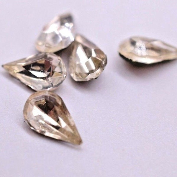 Crystal Clear Pear-shape Foiled Rhinestone Teardrop Jewel 6 x 3.6 mm Germany