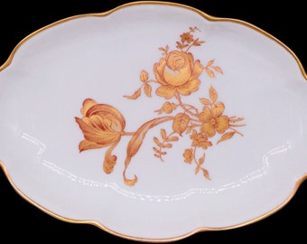 Limoges France (LEC) LeClair Gold Floral Nut & Candy Dish Tray 6-5/8"