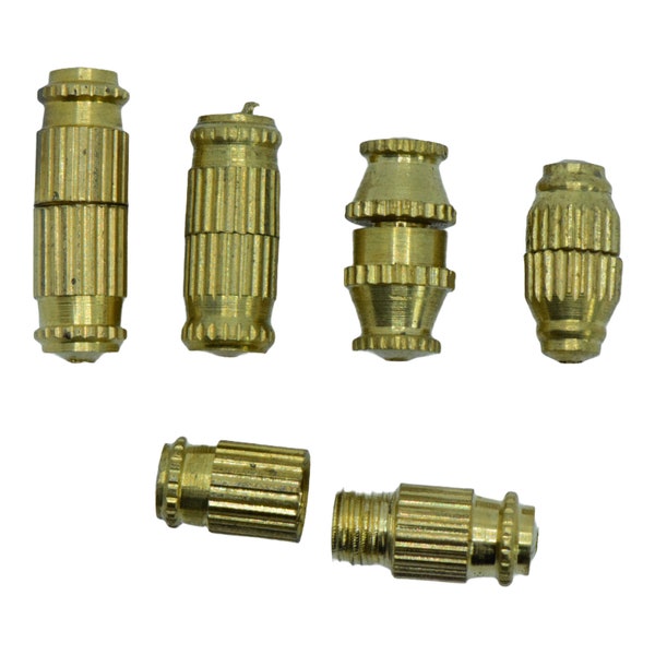 10 Brass Screw Barrel Clasps, Connectors, 15 x 5mm, 12 x 5mm, 11 x 6mm, 10 x 5mm