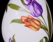 Limoges France Fontanille and Marraud (F.M.) Floral Egg Trinket Jewelry Box 4-1 2 quot