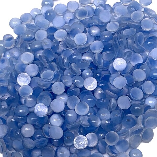 Light Blue Glass Moonstone Cabochons Round Flat Back Rhinestones 7 mm x 3mm High