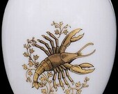 Chamart Limoges France Gold Cancer Zodiac White Porcelain Egg Trinket Box