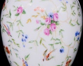 Limoges France Georges Boyer Flowers and Birds Egg Trinket Jewelry Box 4-7 8 quot