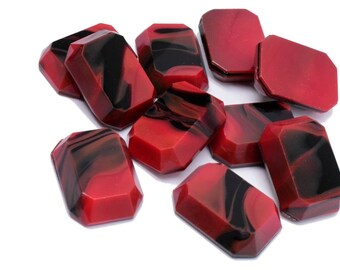 10 Glass Red Givre Cabochon Crafts Jewelry Making 25 X 18 mm Vintage