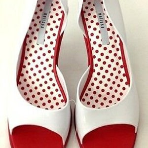 Melissa Grendene Spice Red and White Brazilian Shoes Sizes 7, 8, 9, 10, 11 image 7