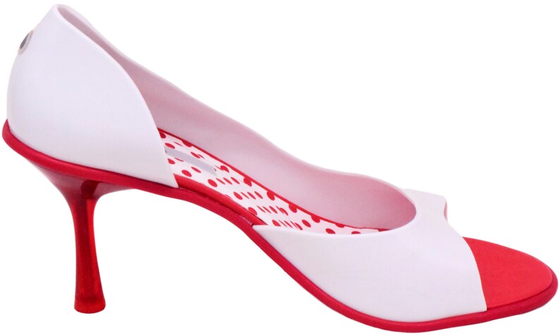Melissa Grendene Spice Red and White Brazilian Shoes Sizes 7, 8, 9, 10, 11 image 4